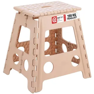 Relaxdays Klapphocker faltbar XL 0 x 0 x 0 cm Beige/Weiß