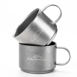 Erkundpresso. Doppelwandige Espressotassen 2er Set,Camping Kaffeetassen Isolierung aus hochwertigem Edelstahl,Industrie Retro,Geschenke für Camper,Frauen und Männer Beste freundin
