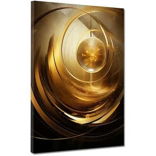 Leinwandbild Wandbild Kunstdruck XXL Wanddeko abstrakte Kunst Gold Größe 90x120x4cm