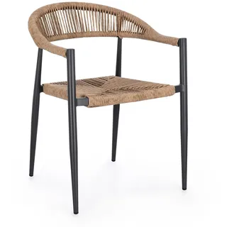 Gartenstuhl Jandia aus Aluminium und Twist Rattan, modern skandinavisch, anthrazit natur, stapelbar