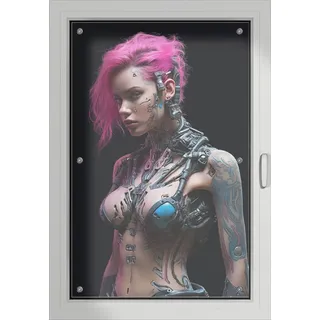 Wallario Sonnenschutz Cyborg mit pinkem Flair, blickdicht, mit Saugnäpfen, wiederablösbar und wiederverwendbar 60 cm x 93 cm