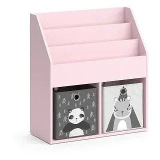 Vicco Bücherregal Luigi, rosa, mit 2 Faltboxen, Kinderregal aus Holz, 5 Fächer, 72 x 79 x 31cm