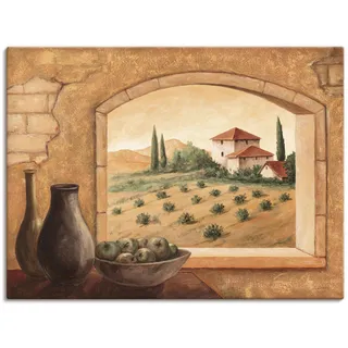Wandbild ARTLAND "Toskana" Bilder Gr. B/H: 120 cm x 90 cm, Leinwandbild Fensterblick, 1 St., beige (naturfarben) Kunstdrucke als Alubild, Outdoorbild, Leinwandbild, Poster in verschied. Größen