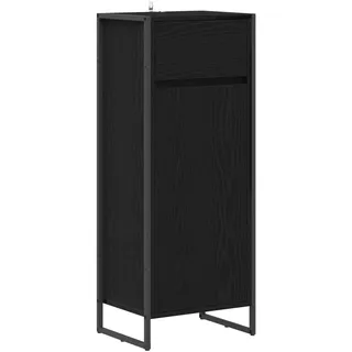vidaXL Badezimmerschrank mit Tür 40 x 100 x 30 cm Schwarz/Eichen-Optik
