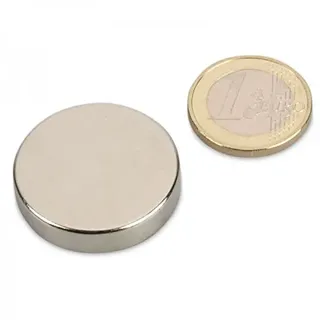 Scheibenmagnet super stark Ø 30,0 x 7,0 mm N42 Nickel (magnets4you) - hält 14 kg| Neodym Supermagnet | Powermagnet | Haftmagnet, Magnetscheibe, Zylindermagnet