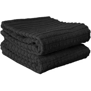 Ritz Royale Collection, Küchenhandtuch-Set, 100% gekämmte Frottee-Baumwolle, Sehr saugfähig, Übergroß, 71,1 x 45,7 cm, 2 Stück, Einfarbig, Schwarz