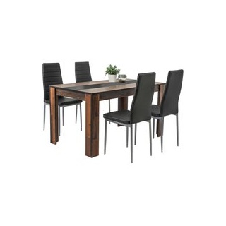 Tischgruppe Helene Old Wood Nachbildung schwarz B/H/T: ca. 140x76x80 cm - schwarz