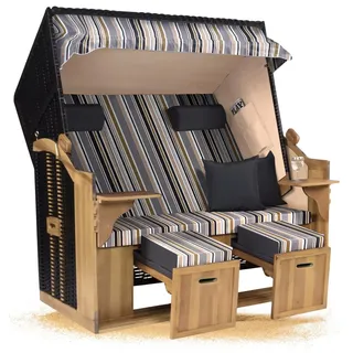 Strandkorb Hanse Ostsee XXL 2,5 Sitzer Volllieger schwarz 150cm breit, ideal für Garten, Terrasse und Balkon