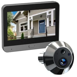 TKSTAR Türspion Überwachungs-Kamera Funk WLAN WiFi Handyübertragung mit APP Handy Aufzeichnung + Bewegungsmelder Nachtsicht mit 5000mAh Akku + 4.3" Display Monitor