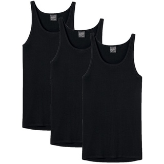 SCHIESSER Herren Unterhemd 3er Pack - Sport-Jacke, ohne Arm, Original Feinripp, einfarbig Schwarz XL