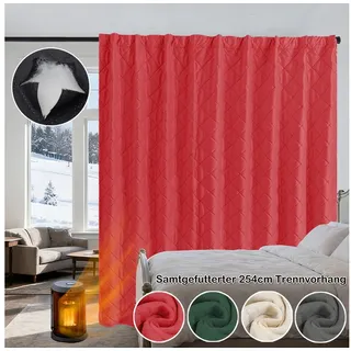 Sunicol Gardine Raumteiler Vorhang, Doppellagige Lärmschutz Verdunkelungsvorhang, Blickdicht Winter Thermovorhänge für Schlafzimmer, Extrabreit rot 254 cm x 214 cm