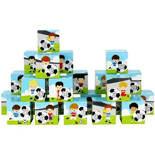 Papierdrachen DIY Adventskalender zum Befüllen - Kisten Set - Motiv grün mit Fußball-Spielern - 24 bunte Schachteln aus Karton zum Aufstellen und zum Befüllen - 24 Boxen - Weihnachten 2024
