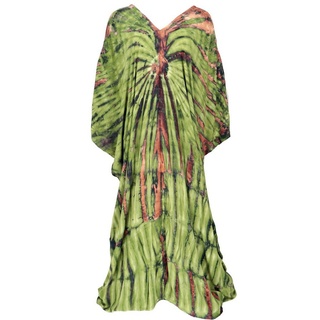 Guru-Shop Midikleid Batikkleid, Batik Kaftan, oversize Strandkleid.. alternative Bekleidung grün