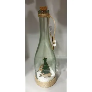 LED Sektflasche Holz Schnee Krippe Rentier Weihnachten Xmas Geschenk Deko Kirche