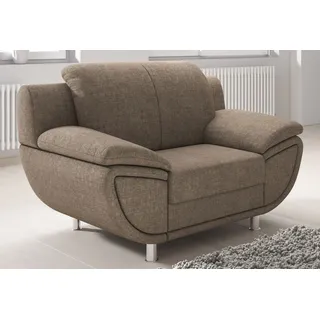 Sessel TRENDMANUFAKTUR "Rondo II, Loungesessel zeitlos und bequem", braun (tan), B:121cm H:85cm T:94cm, Struktur (100% Polyester), Sessel, Polstersessel XXL-Sessel, wahlweise mit komfortablem Federkern, mit extra breiten Armlehnen