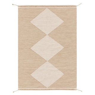 Wollteppich Nahla, benuta, rechteckig, Höhe: 5 mm, Kunstfaser,  Berber, Ethno-Style, Wohnzimmer beige|weiß