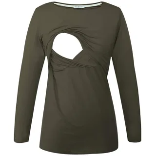 Smallshow Damen Stillshirt Umstandsmode T-Shirt Umstandstop Umstandsshirt Schwangerschaft Kleidung Stilltop Langarmshirt Army Green XXL - XXL