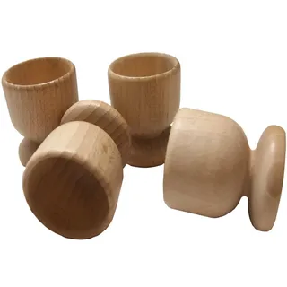 EFO Holz Eierbecher 4er Set | Handgefertigte Eierbecher aus naturbelassenem Holz | Ideal für Frühstück, Camping, Picknick oder Kinderküche | Robust, nachhaltig und zeitlos | Buchenholz