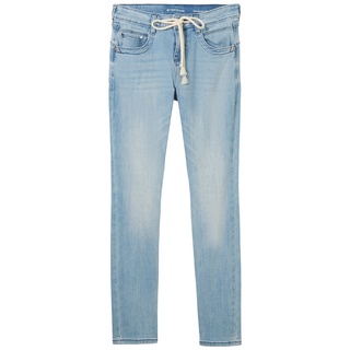 TOM TAILOR Damen Tapered Jeans mit recycelter Baumwolle, blau, Uni, Gr. 26/30