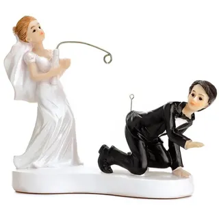Partydeco Tortenfigur Hochzeit 13 cm Weiß/Schwarz
