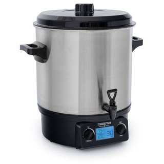 Stagecaptain GWK-27D Glühweinkocher - Digitaler Einkochautomat mit 27 Liter - LCD-Anzeige - 2000 Watt - Edelstahl - Einfache Bedienung (Temperatur und Zeitschaltuhr) - Abschaltautomatik - Silber