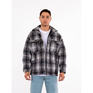 Lumberjacket Jacket Kapitone Herren Flanelljacke kariert Hemdjacke Holzfäller S Schwarz