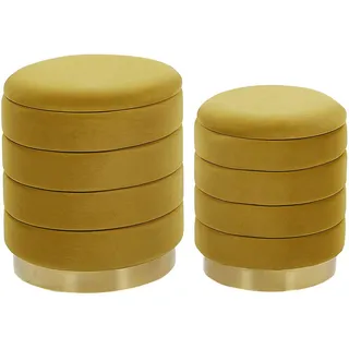 Beliani Pouf, Gelb, Textil, 1-Sitzer, Rund, 40x38x40 cm, Wohnzimmer, Hocker, Poufs