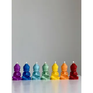 Omgoods – Set mit 7 RS Buddha Chakra-Kerzen – 100% Bienenwachs für Meditation und Dekoration