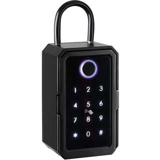Otueidnsy Schlüsselschrank mit Code, Schlüsseltresor Schwarz Schlüsselschrank Schlüsseltresor mit Fingerabdruck für Außen/Innenbereich Schlüsseltresor mit Fingerabdruck für Haus/Garage/Büro (Bluetooth