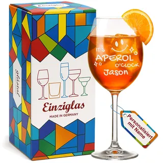 glastal Aperol Gläser mit Gravur Personalisierte mit Namen - It's Aperol O'Clock - 460ml Leonardo Aperol Weinglas Geburtstag Weihnachten Geschenk für Aperol Spritz Cocktail Liebhaber Freundin Männer