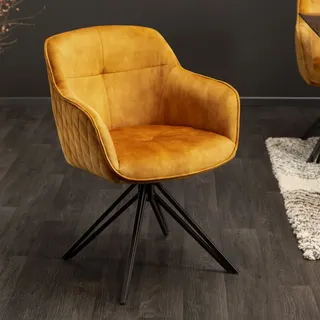 Riess-Ambiente Drehbarer Design Stuhl Euphoria Samt senfgelb