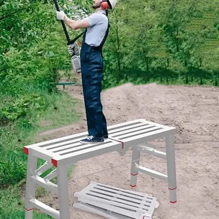 Verstellbare klappbare Gerüst-Arbeitsbühne – robuste Industrietreppe für Heckenschnitt und Fahrzeugwäsche