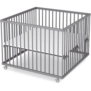 Sämann Laufgitter mit Matratze Cloud Air - grau - Premium Kollektion | Gr.: 100x100 cm
