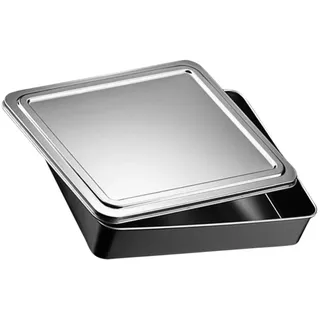 Ciieeo Edelstahl Tiramisu Backform mit Deckel, Rechteckig, Silber | Großes Fassungsvermögen, zum Aufbewahren von Schokolade, für Längere Frische