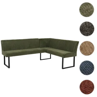 Mendler Eckbank HWC-O82, Esszimmerbank Bank, Öko-Tex (310g/m2) Chenille Stoff/Textil Metall 210x159cm ~ grün