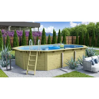 Karibu Achteckpool Massivholzpool kdi Schwimmbecken Gartenpool, Massivholz, witterungsbeständig, wetterfest