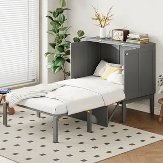 Meubliv Klappbett 90x200 Cm Grau – Platzsparend, Vertikal, Ohne Matratze