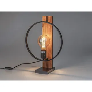 formano Stehlampe Tischlampe Industrial Metall Holz Design Lampe Kreis 42 cm mit E27