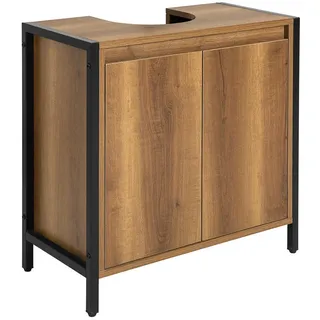 SoBuy Waschbeckenunterschrank mit 2 Türen Dunkelbraun 30x59,99x59,99cm Funktional