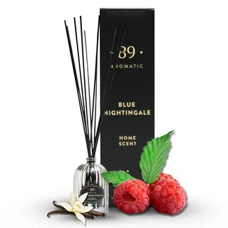 Aromatic •89• Raumduft Diffuser mit 7 Duftstäbchen – Luxus Raumdüfte mit Himbeere, Vanille & Kaschmirholz, Raumerfrischer & Raum Duft Wohnzimmer, Büro & Wohnung, Badezimmer Duft Lufterfrischer