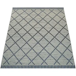 Paco Home In- & Outdoor Flachgewebe Teppich Geometrisch Streifen Rauten Motiv In Weiß, 160x230 cm,