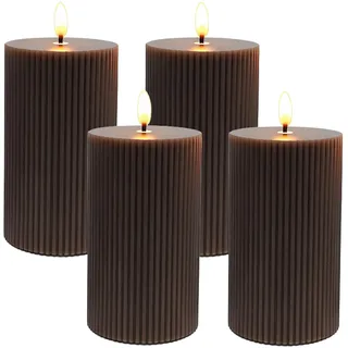 Relaxdays LED Kerzen 4er Set 13 cm braun