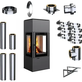 Kratki Kaminofen Thor View 8kW Stahl Schwarz