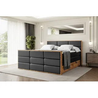 altdecor Boxspringbett 200 x 200 cm H3 Schwarz
