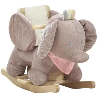 Schaukeltier, Elefant-Schaukel, interaktive Tiergeräusche, Holzrahmen, für Kinder 1,5-3 Jahre, 65 x 32 x 49 cm, Braun