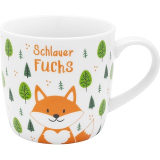 GRUSS & CO Becher mit Motiv "Schlauer Fuchs" | Porzellan, 30 cl, Tasse mit Spruch | Geschenk, Schultüte, Schulstart, erster Schultag | 48268