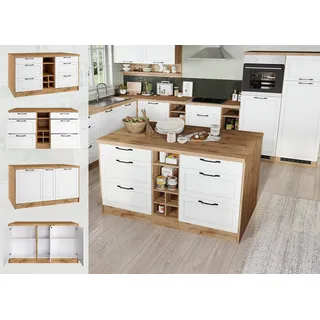 KOCHSTATION Kücheninsel KS-Lana, Breite 153 cm, MDF-Fronten, Arbeitsplatte 38mm stark weiß