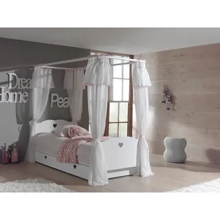Natur24 Himmelbett AMORI 90 x 200 cm Kiefer lackiert weiß