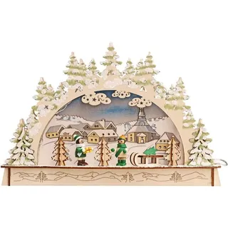 3D LED Kinder Lichterbogen Schwibbogen Seiffener Kirche Winterkinder 10221