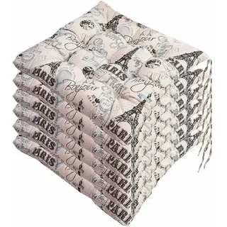 Amxcnoy 6er-set Stuhlkissen 40x40 Cm – Polyester Und Naturbaumwolle – Maschinenwaschbar – Sicherer Halt Durch Integrierte Bänder